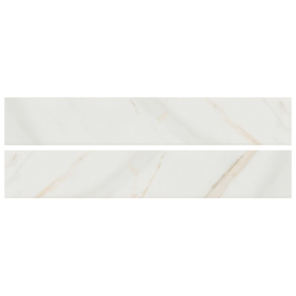 Pietra Calacatta 3 In. X 18 In. Bull Nose Tile Trim In High Gloss, 25PK